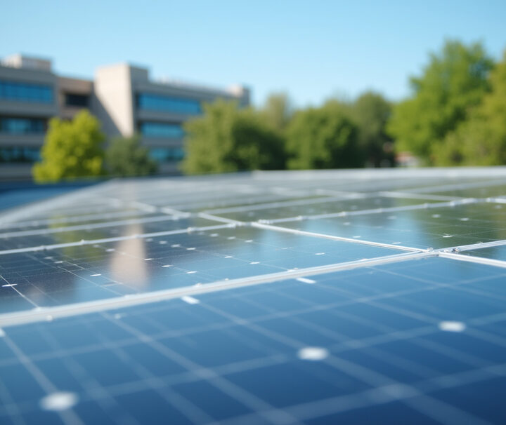 Photovoltaikanlage auf dem Dach eines medizinischen Gebäudes